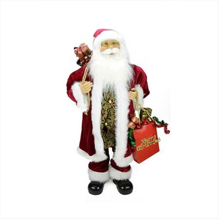 GO-GO 36 in. Standing Santa In Red And White Holding A Shopping Bag And Gift Bag GO72865